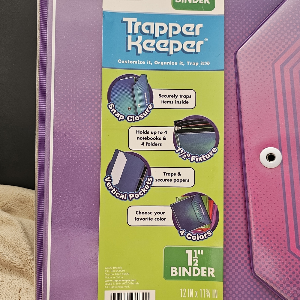 Purple Trapper Keeper 1.5 In Binder